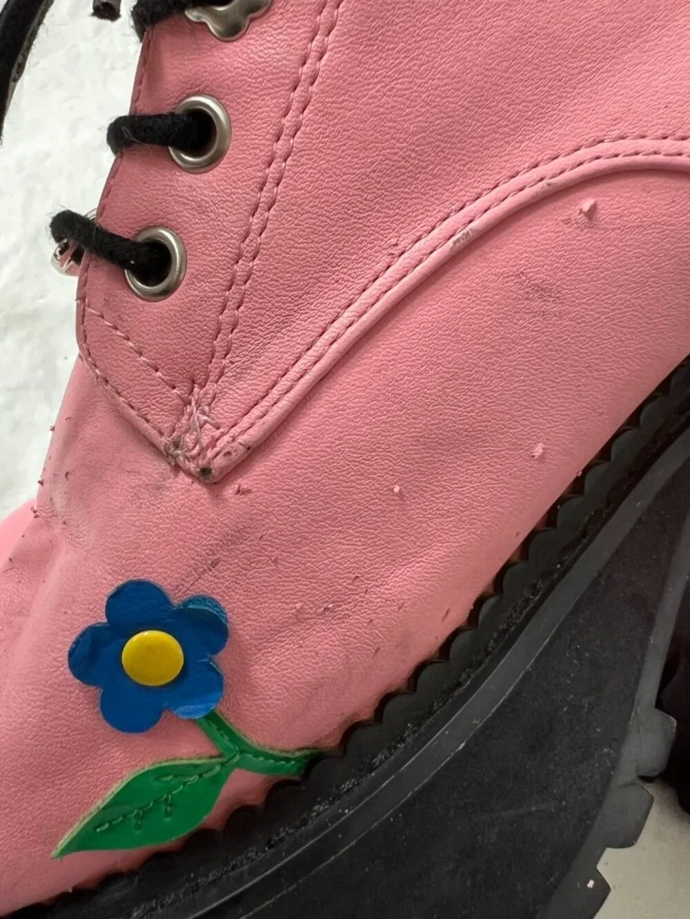 Delias Dolls Kill Pink Flower Platform Oxford Shoes womens size 10 block heel